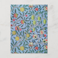 POSTCARD : WILLIAM MORRIS "BLUE POMEGRANATES"