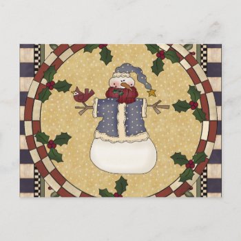 Postcard - Winter Dressed Snowman by christmas_tshirts at Zazzle