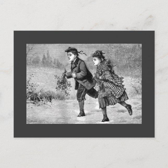 Postcard - Winter Scene Black & White (Front)