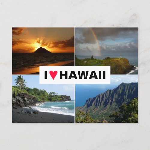 Postcard with a 4 photo Hawaii collage