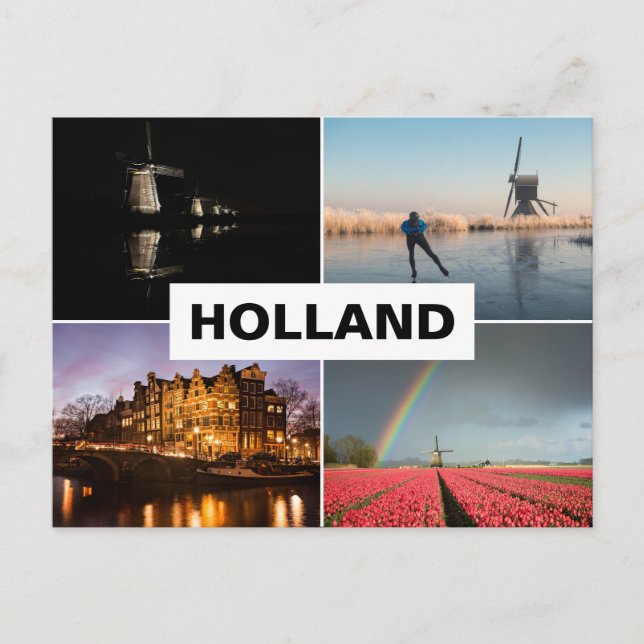 Postcard with a four photo Holland collage (Front)