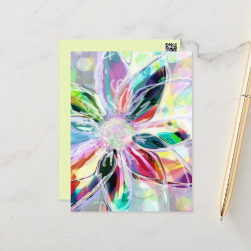 Postcard with Bright Abstract Floral Art