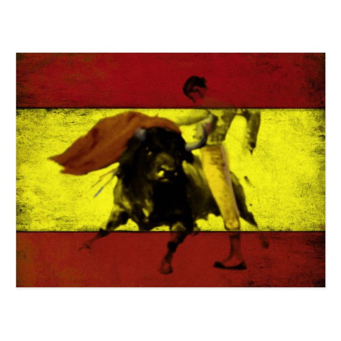 Postcard with Bullfight on Dirty Spanish Flag Zazzle