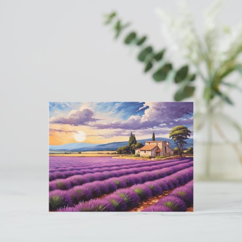 Postcard with charming lavender Provence France
