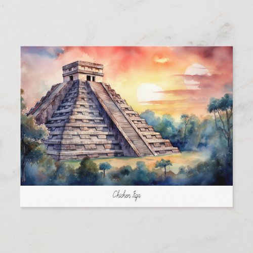 Postcard with Chichen Itza Mexico