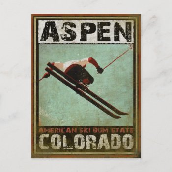 Postcard With Cool Aspen Ski Print by cardland at Zazzle