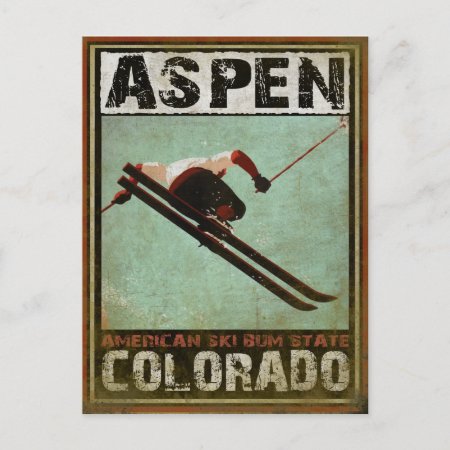 Postcard With Cool Aspen Ski Print
