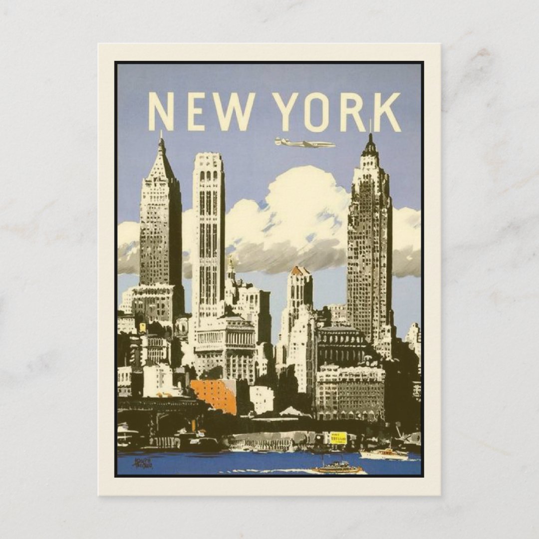Postcard with Cool Vintage New York Print Zazzle
