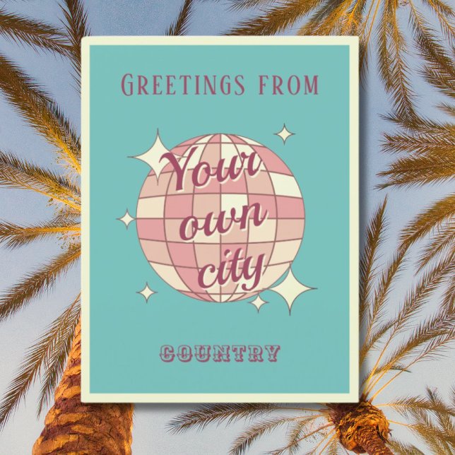 Postcard with customizable city name teal Postcard (Creator Uploaded)