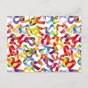 Postcard With Decorative Seamless With 3d Hearts P by Taniastore at Zazzle