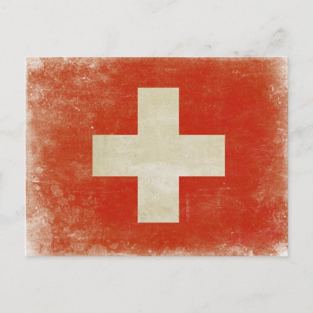 Postcard with Distressed Switzerland Flag (Front)