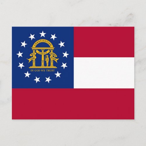 Postcard with Flag of Georgia State _ USA
