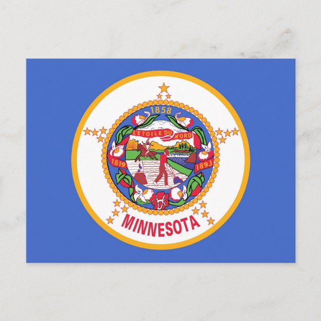 Postcard with Flag of Minnesota State - USA (Front)