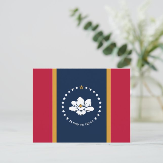 Postcard with Flag of Mississippi State, USA (Standing Front)