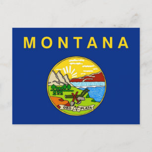 Postcard with Flag of Montana State - USA
