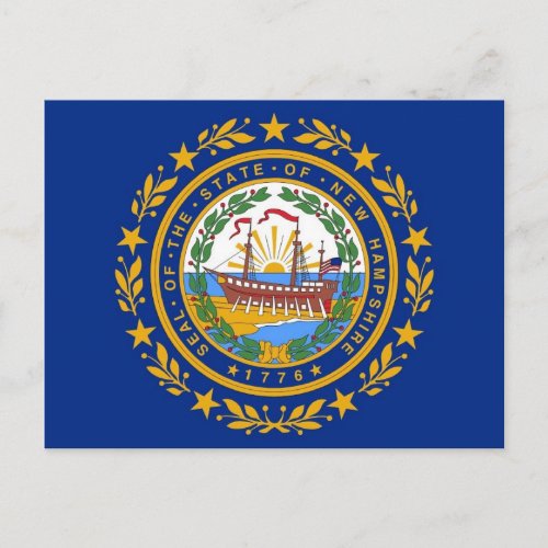 Postcard with Flag of  New Hampshire State _ USA