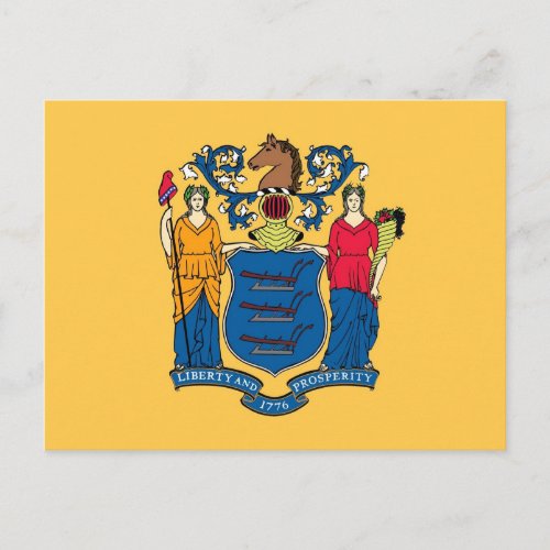 Postcard with Flag of New Jersey State _ USA