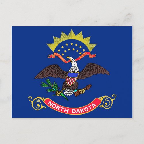 Postcard with Flag of North Dakota State _ USA