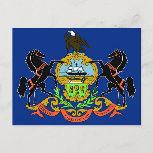 Postcard with Flag of Pennsylvania State _ USA