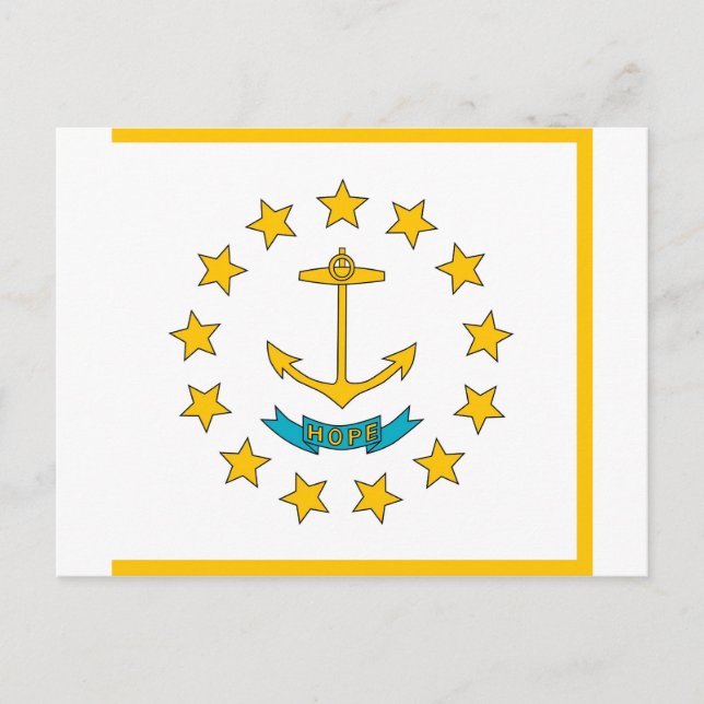 Postcard with Flag of Rhode Island State - USA (Front)