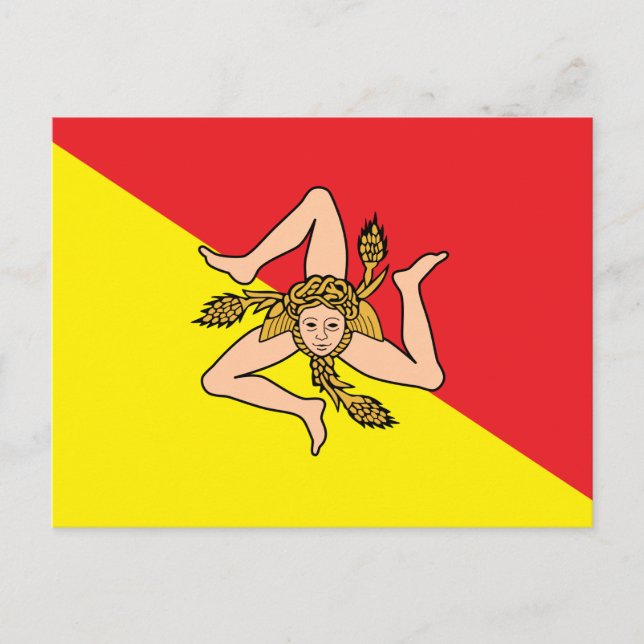 Postcard with Flag of Sicily, Italy (Front)