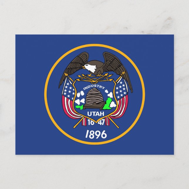 Postcard with Flag of Utah State - USA (Front)