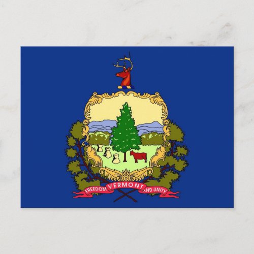 Postcard with Flag of Vermont State _ USA