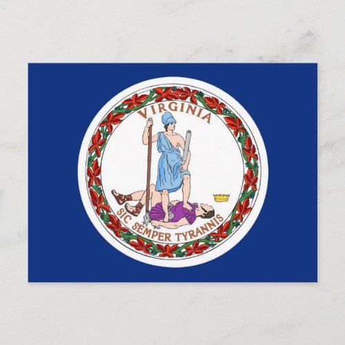 Postcard with Flag of Virginia State _ USA
