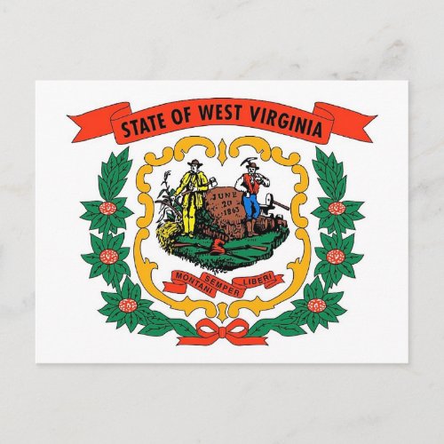 Postcard with Flag of West Virginia State _ USA