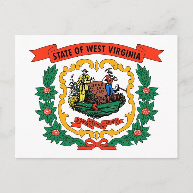 Postcard with Flag of West Virginia State - USA (Front)