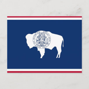 Postcard with Flag of Wyoming State - USA