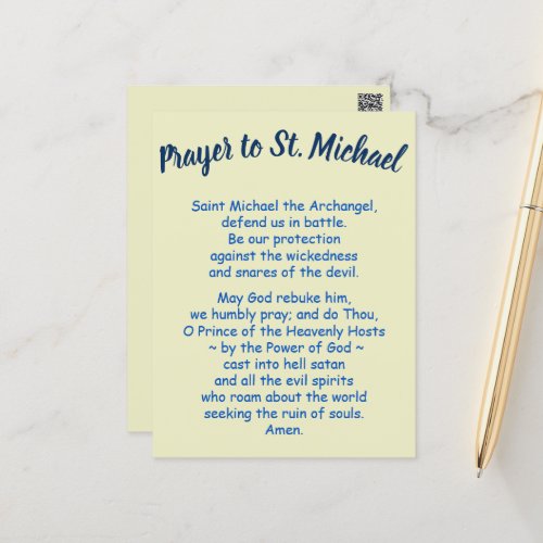 Postcard with Prayer to Saint Michael Customizable