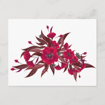 Postcard With Red Flowers by Taniastore at Zazzle