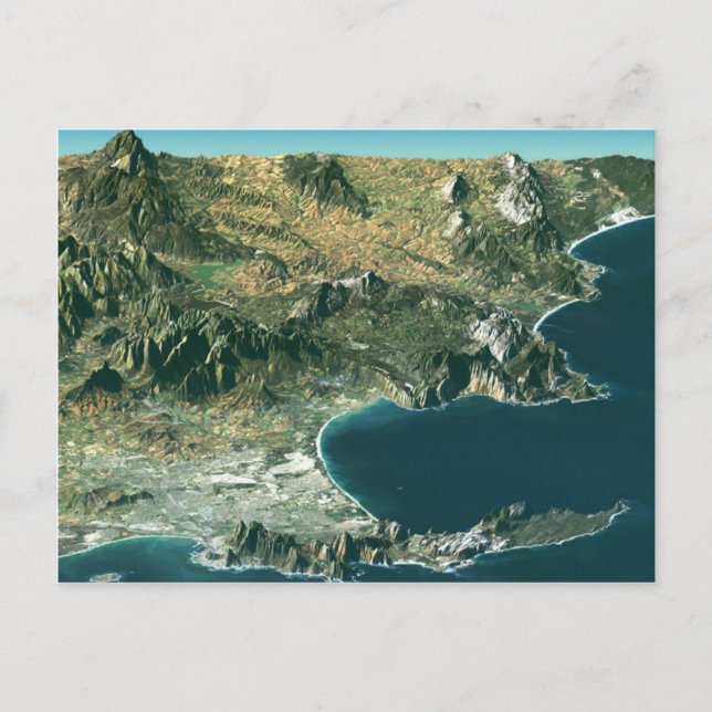 Postcard With Satellite Image Over Cape Town (Front)