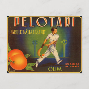 Postcard with Spanish Crate Label Print for Olives