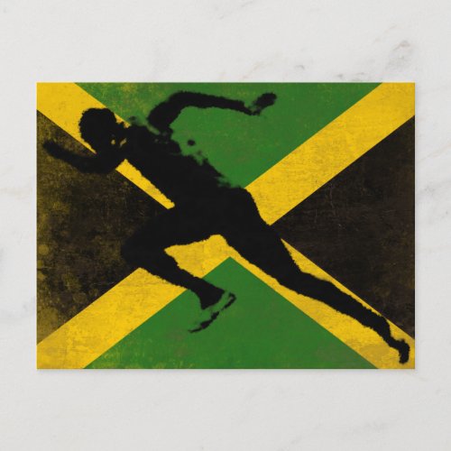Postcard with Sprinter on Jamaica Flag