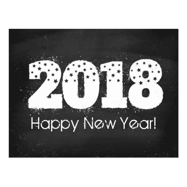 Postcard With Text Of 2018 On Chalkboard. New Year