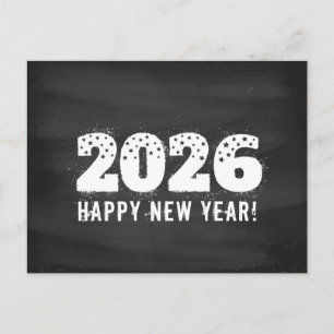 Postcard with text of 2026 on chalkboard. New year