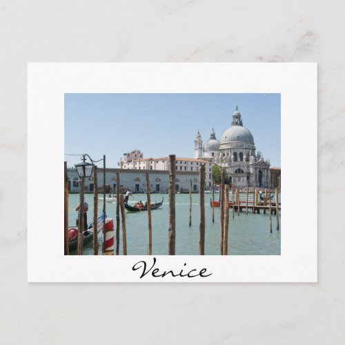 Postcard with the text Venice and gondolas
