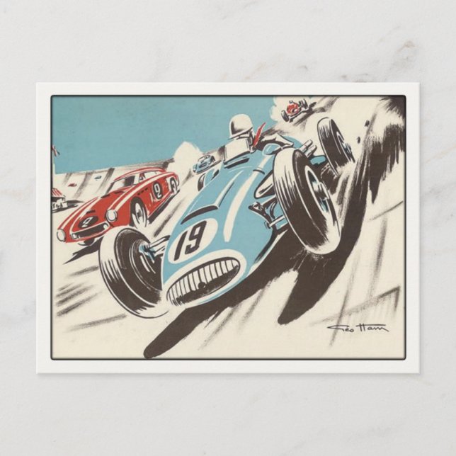 Postcard With Track Racing Poster Print (Front)