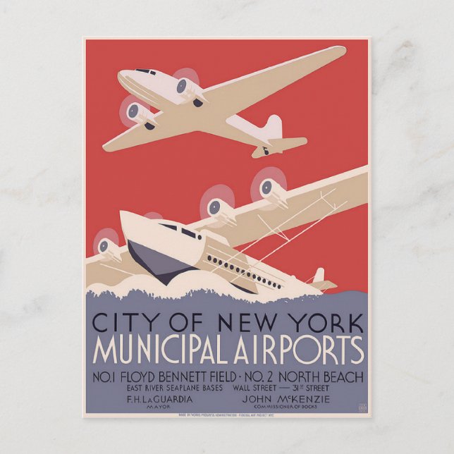 Postcard With Vintage Airport Poster (Front)