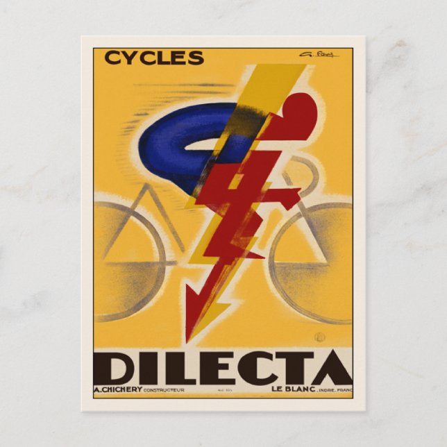 Postcard With Vintage Bicycle Poster Print (Front)