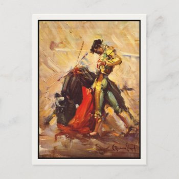 Postcard With Vintage Bull Fighting Poster by cardland at Zazzle