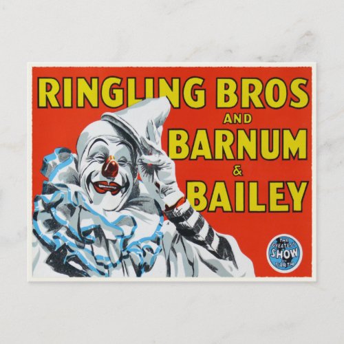 Postcard with Vintage Circus Clown Print