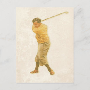Postcard with Vintage Golf Player
