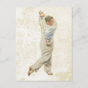 Postcard with Vintage Golf Player