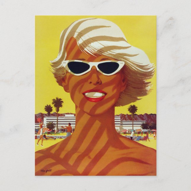 Postcard with Vintage Greetings from the Beach (Front)