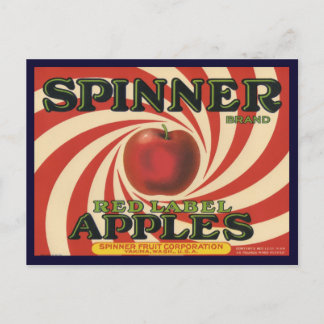 Postcard with Vintage Label Print for Apples