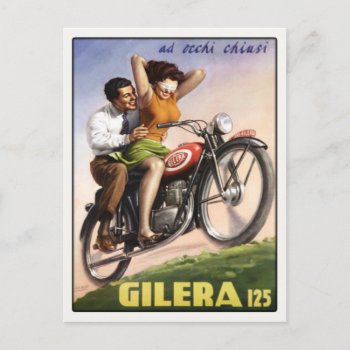 Postcard With Vintage Moto Poster Print by cardland at Zazzle