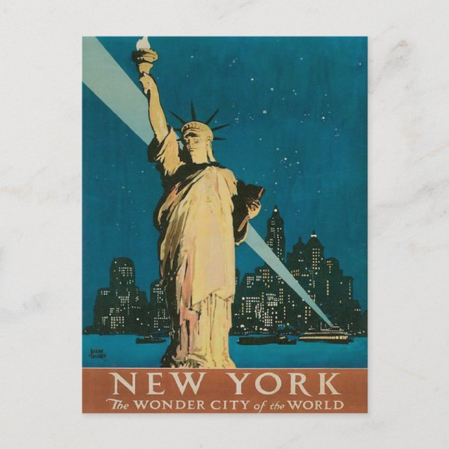 Postcard with Vintage New York Poster Print (Front)